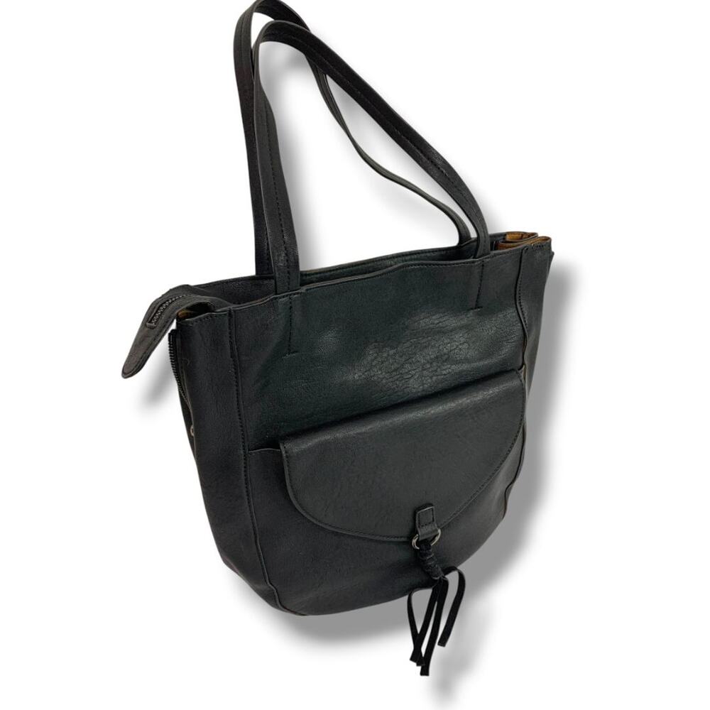 Street Level Womens Faux Black Leatherβ Shoulderbag Zip Top